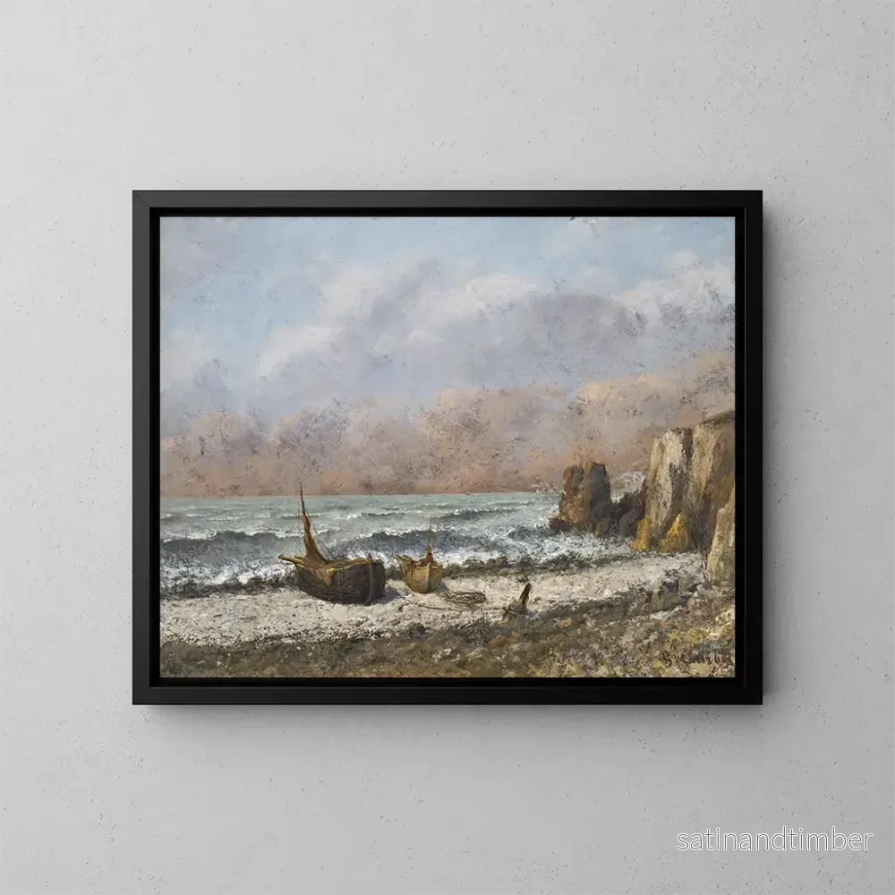 Reproduktion av målningen av två båtar på stranden - Gustave Courbet