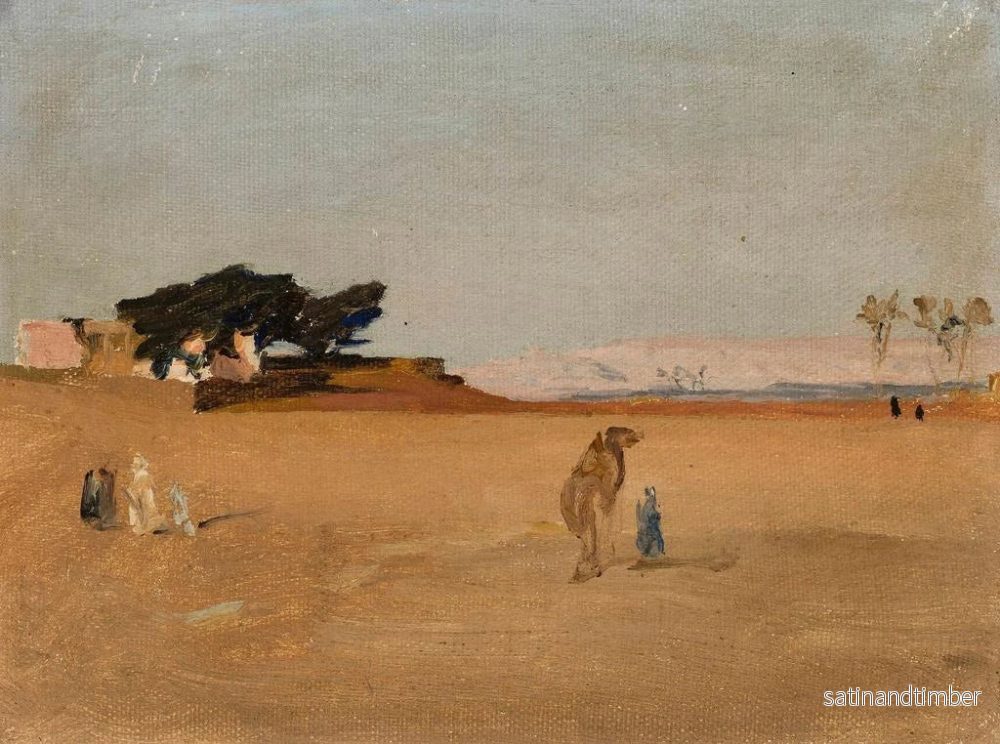 Reproduktion av målningen Vue des pyramides au crépuscule depuis le voyage en Égypte - Jan Cybis - Bild 2