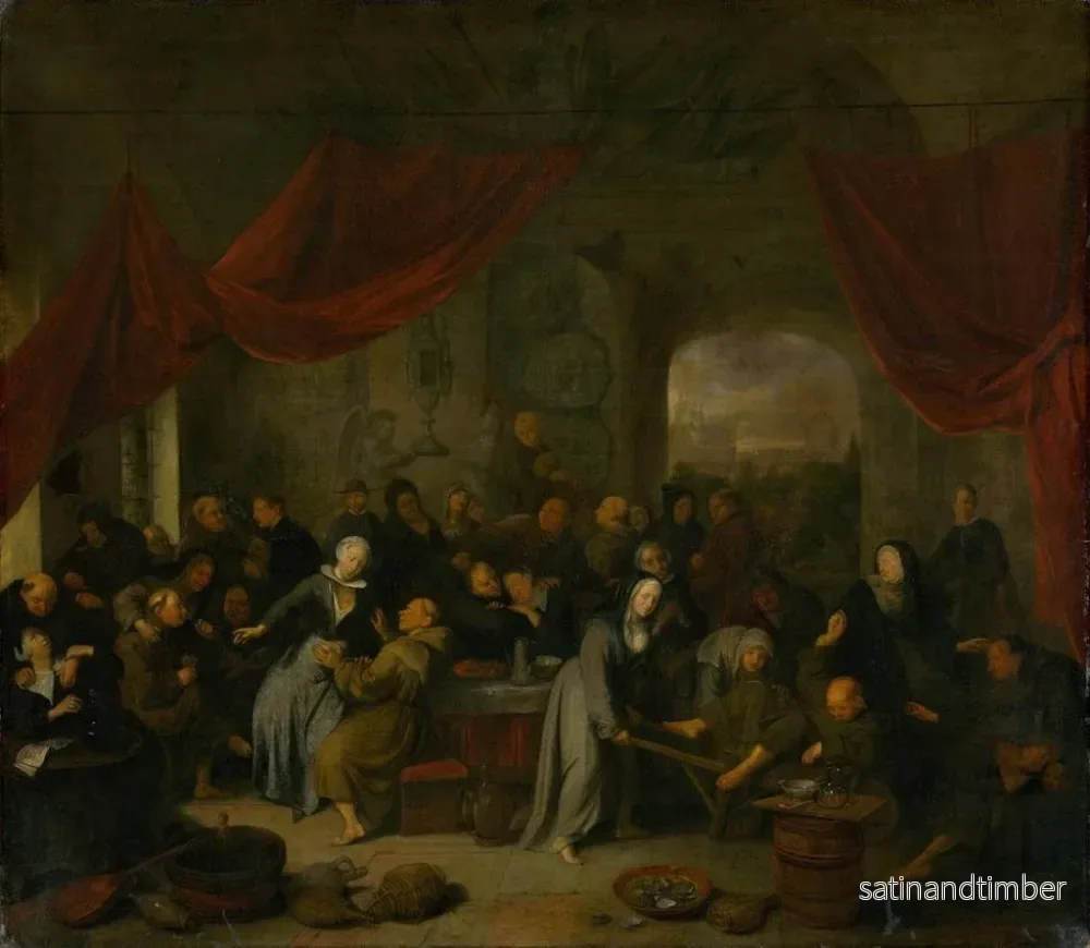 Reproduktion av målningen av munkarnas nöje i ett romerskt kloster - Richard Brakenburgh - Bild 2