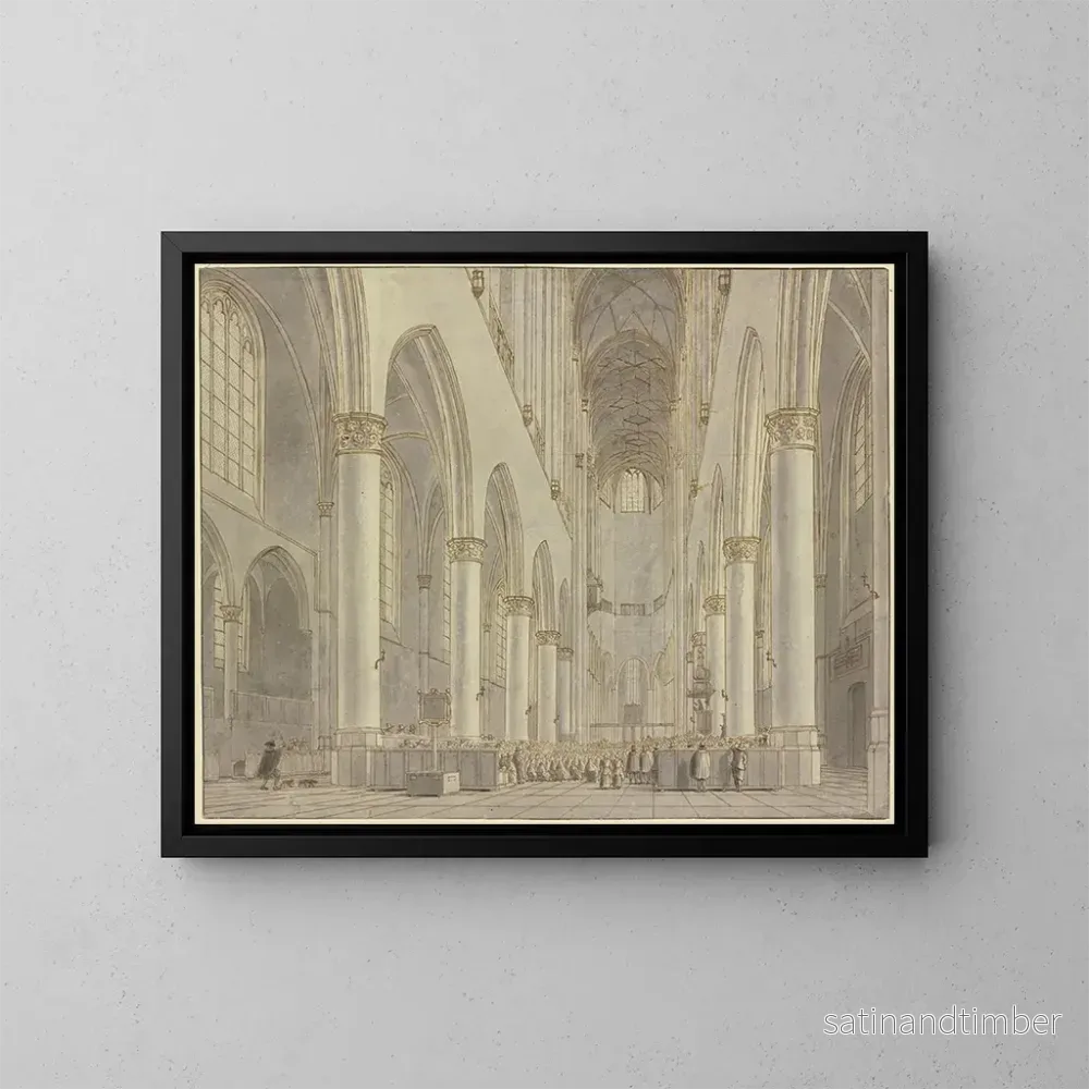 Reproduktion av målningen av utsikten över kyrkan Saint-Bavon i Haarlem – Hendrick Cornelisz van Vliet Reproduktion av målningen av utsikten över kyrkan Saint-Bavon i Haarlem – Hendrick Cornelisz van Vliet