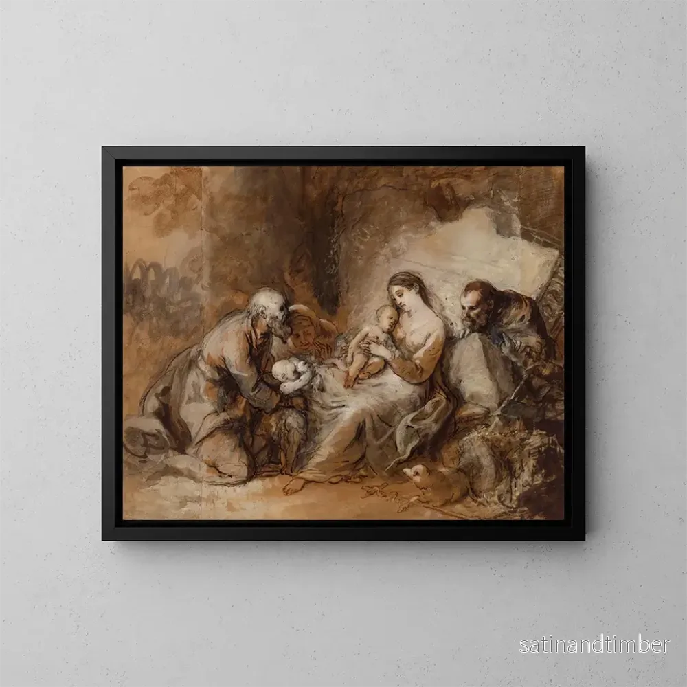 Reproduktion av målningen La Sainte Famille avec saint Jean-Baptiste, sainte Élisabeth et saint Zacharie - Johann Anton de Peters