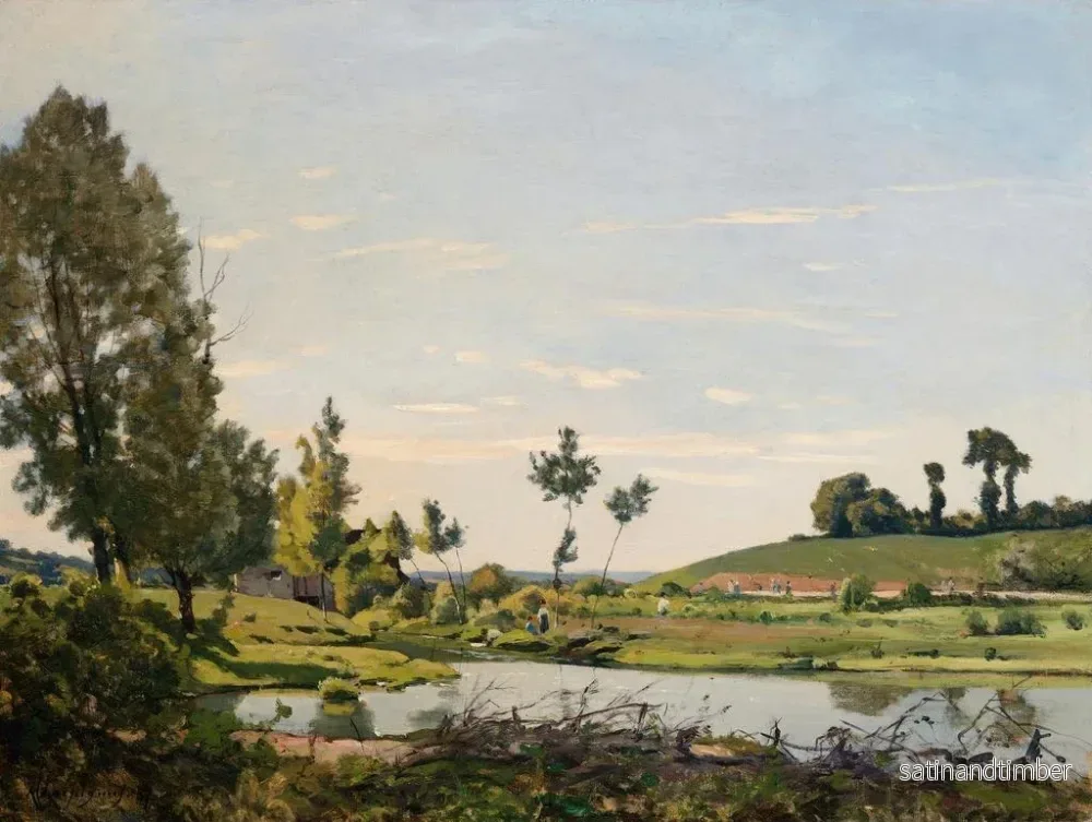 Reproduktion av målningen En flodscen - Henri-Joseph Harpignies - Bild 2