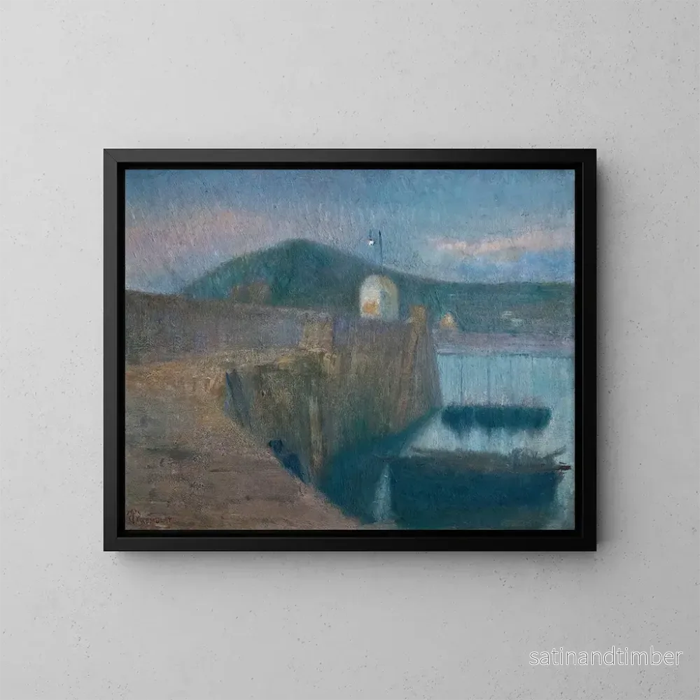 Reproduktion av målningen Le port de Flamanville - Émile Tremblay