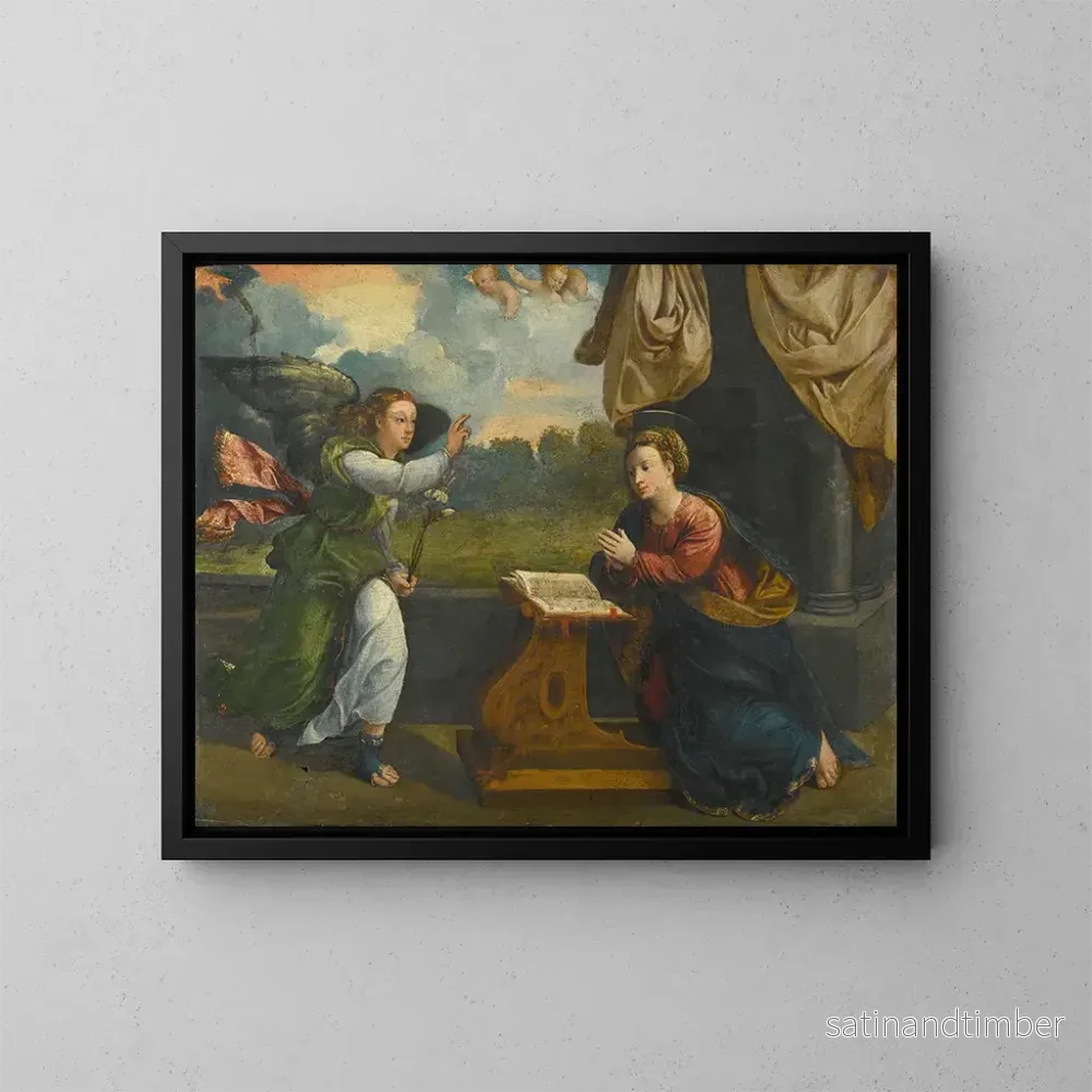 Reproduktion av målningen L'Annonciation - Battista Dossi