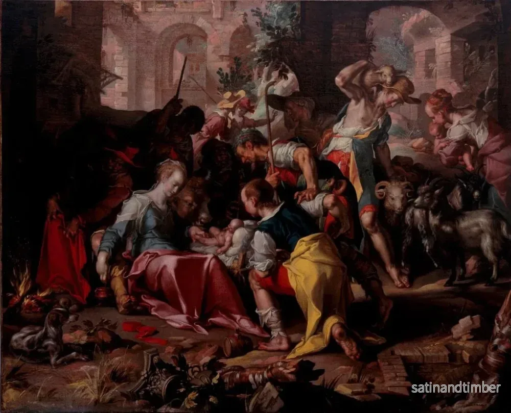 Reproduktion av målningen L'Adoration des bergers - Joachim Wtewael - Bild 2