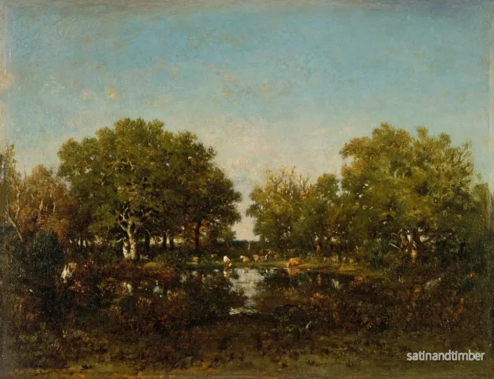 Reproduktion av målningen La mémoire de la piscine de la forêt de Chambord - Théodore Rousseau - Bild 2
