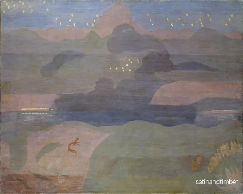 Reproduktion av målningen av Nattstjärnehimlen över Walen-sjön - Otto Meyer-Amden - Bild 2
