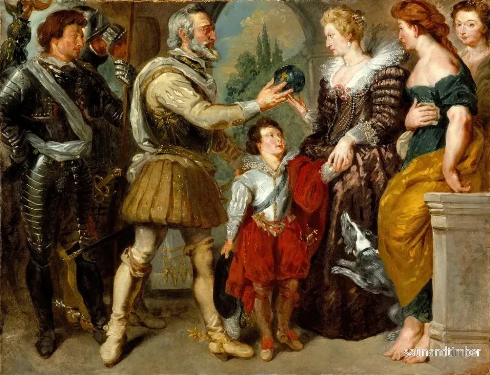 Reproduktion av målningen av Henri IV som överlämnar regeringen till Marie de Médicis - Eugène Delacroix - Bild 2