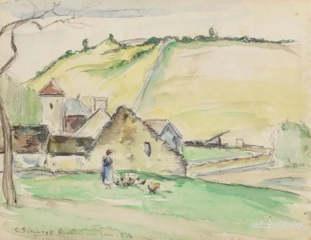 Reproduktion av målningen La ferme Châtillon-sur-Seine - Camille Pissarro - Bild 2