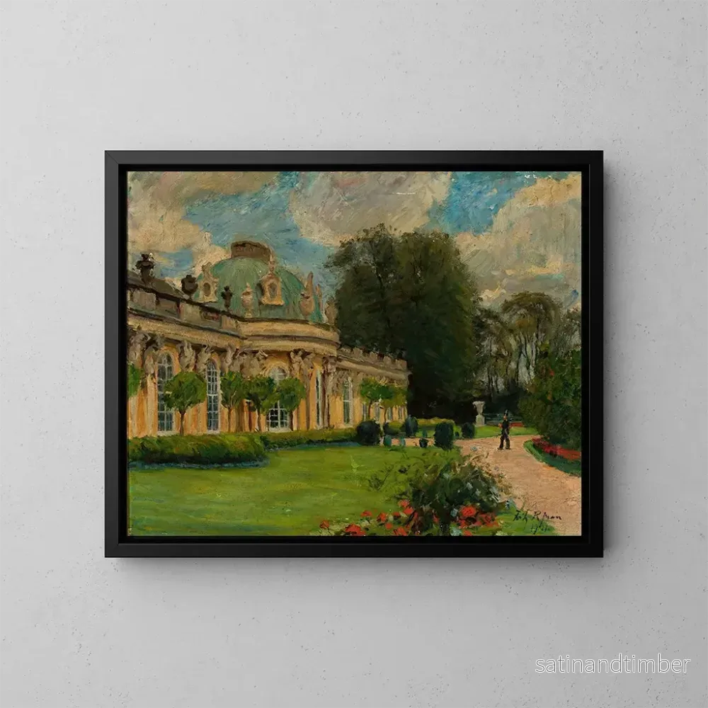 Reproduktion av målningen av Palais de Sanssouci i Potsdam - Fritz Rhein