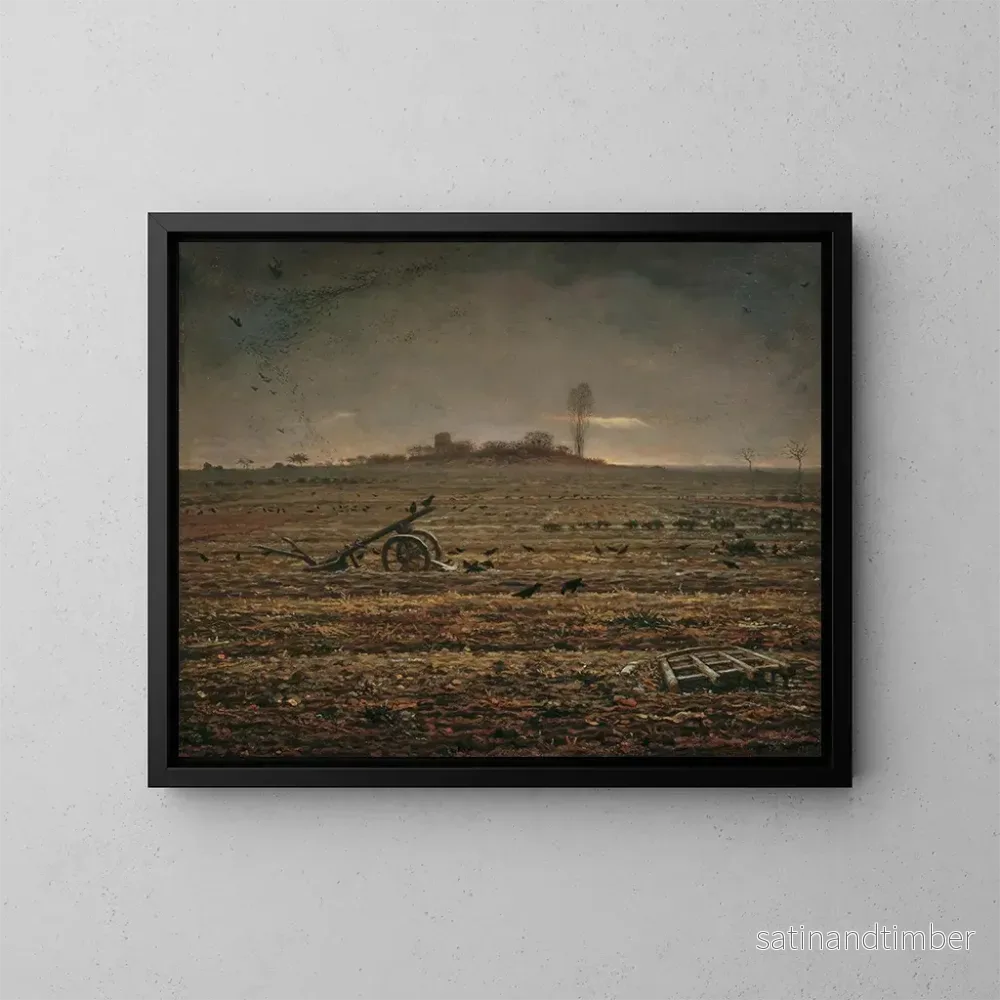 Reproduktion av målningen La plaine de Chailly avec herse et charrue - Jean-François Millet