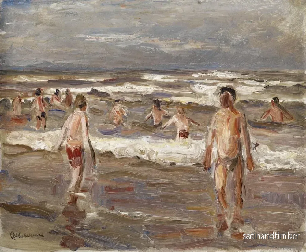 Reproduktion av målningen av pojkar som simmar i havet - Max Liebermann - Bild 2