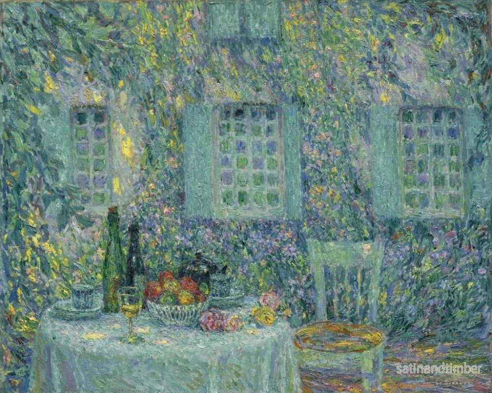 Reproduktion av målningen La Table au soleil dans les feuilles de Gerberoy - Henri Le Sidaner - Bild 2
