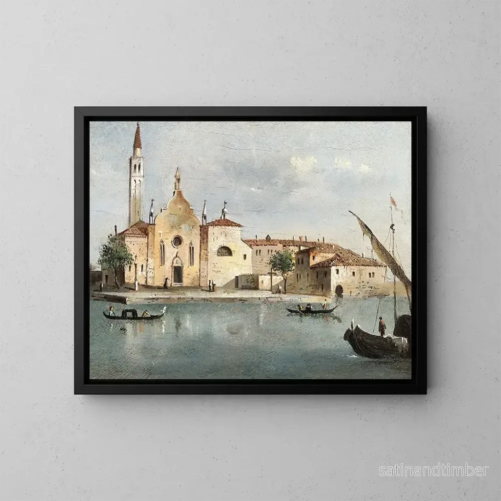 Reproduktion av målningen Vue de l’île de Santa Maria delle Grazie – Giacomo Guardi