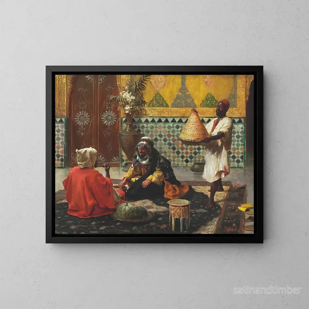 Reproduktion av målningen En eftermiddagssamtal - Rudolf Ernst