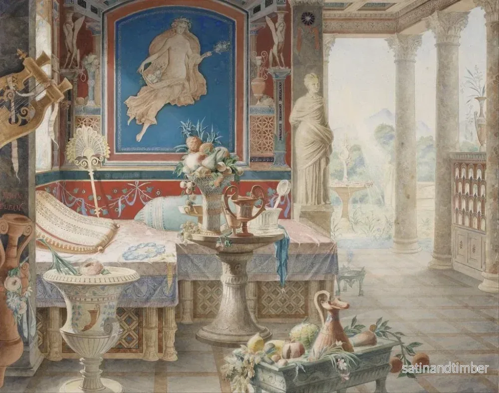 Reproduktion av målningen Fantasiarkitektonisk i Pompeji-stil - Félix Duban - Bild 2