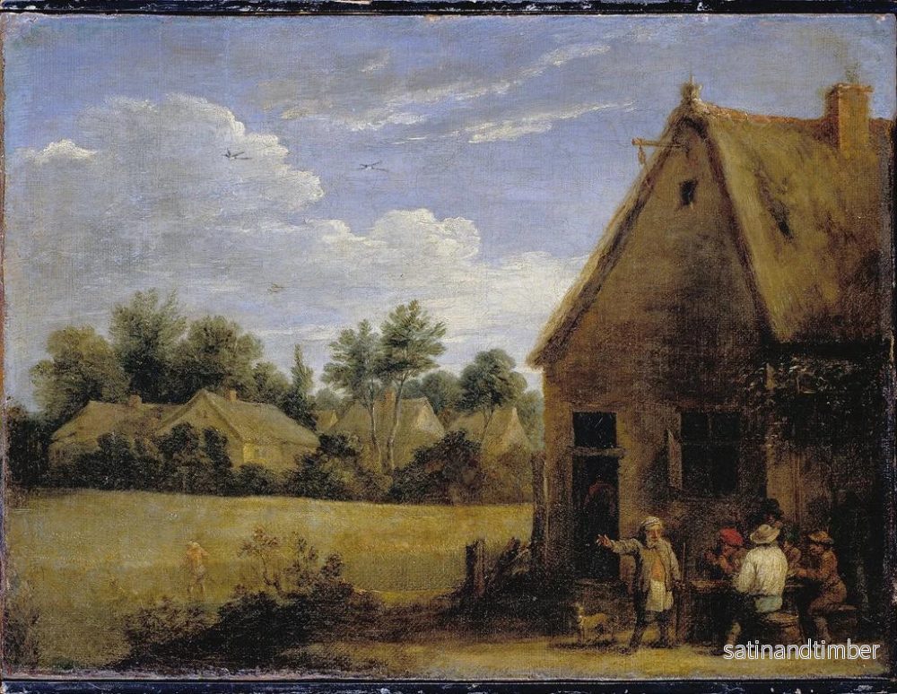 Reproduktion av målningen av ett sommarstuga med bönder som spelar kort - David Teniers den yngre - Bild 2