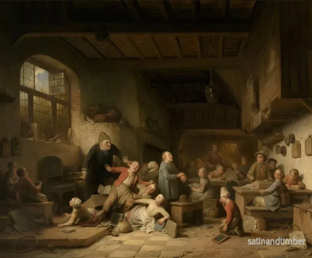 Reproduktion av målningen av skolhuset i byn - Ferdinand de Braekeleer - Bild 2