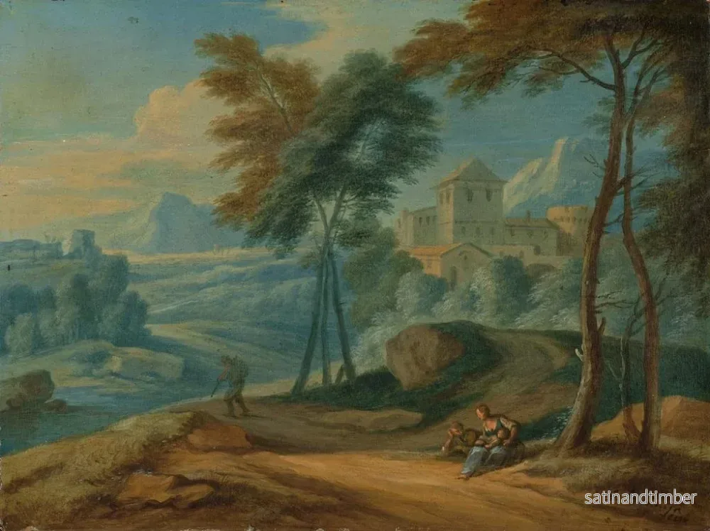 Reproduktion av målningen av italienskt skoglandskap med figurer - Frans Boudewyns - Bild 2