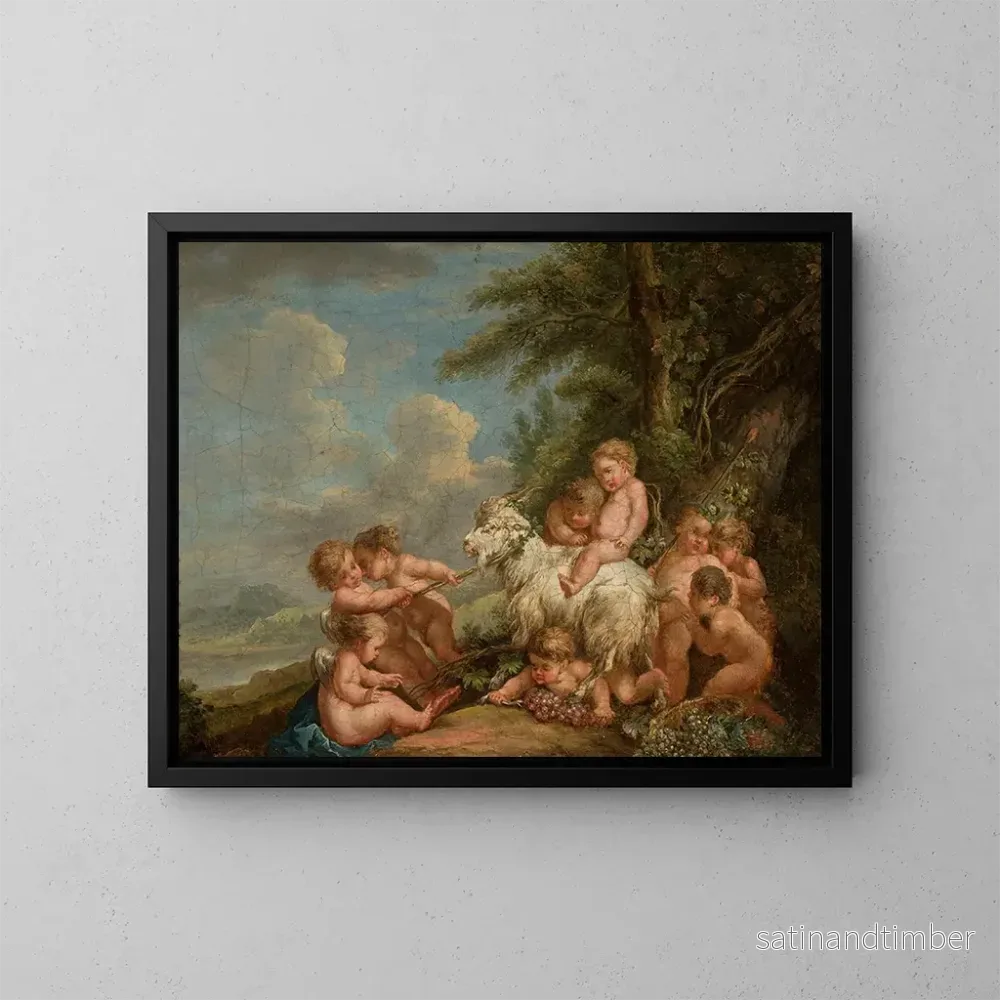 Reproduktion av målningen Les Amours en plein jeu - Johann Albrecht Friedrich Rauscher