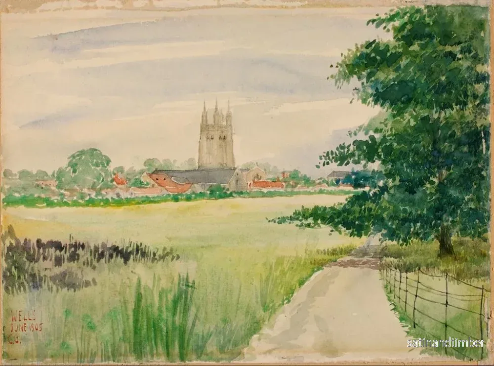 Reproduktion av målningen av Wells katedral, England - Cass Gilbert - Bild 2