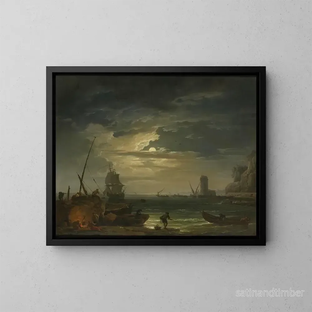 Reproduktion av målningen En medelhavsbukts i månsken – Claude-Joseph Vernet