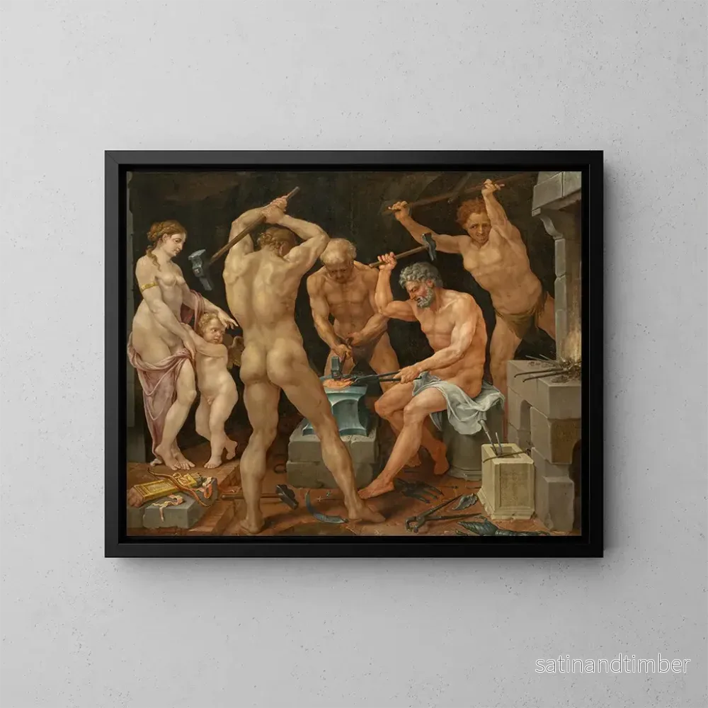 Reproduktion av målningen Venus och kärleken i Vulcains verkstad - Maarten van Heemskerck