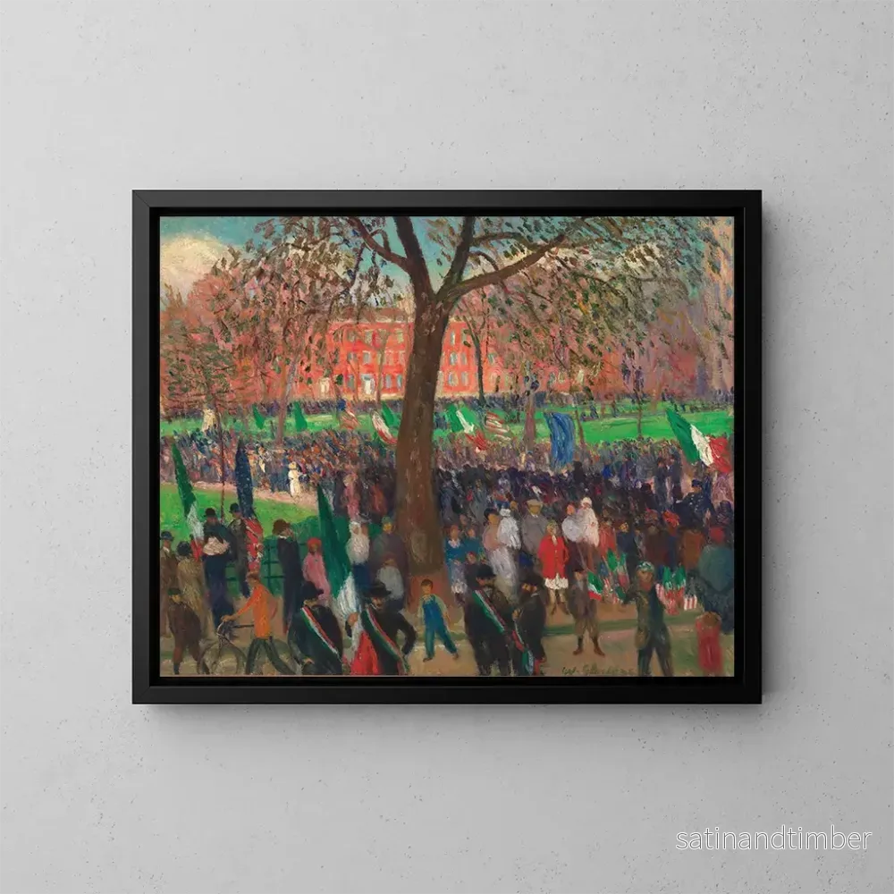 Reproduktion av målningen Parade à Washington Square - William James Glackens