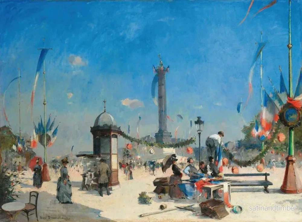 Reproduktion av målningen Förberedelse för 14 juli-firandet, Place de la Bastille, Paris - Louis-Jules Dumoulin - Bild 2