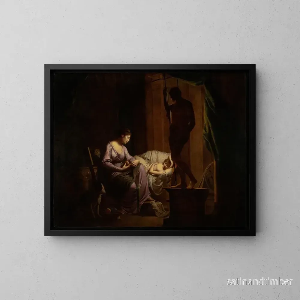 Reproduktion av målningen Pénélope spinnande sin väv - Joseph Wright de Derby