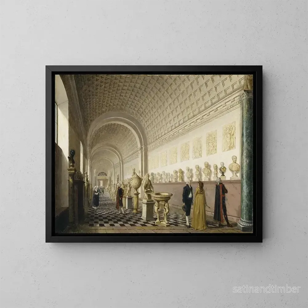 Reproduktion av målningen La galerie intérieure du musée royal au palais royal de Stockholm – Pehr Hilleström