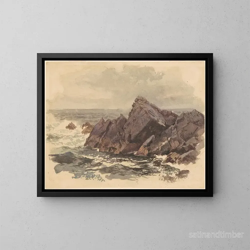 Reproduktion av målningen Marine målning med klippor - William Trost Richards