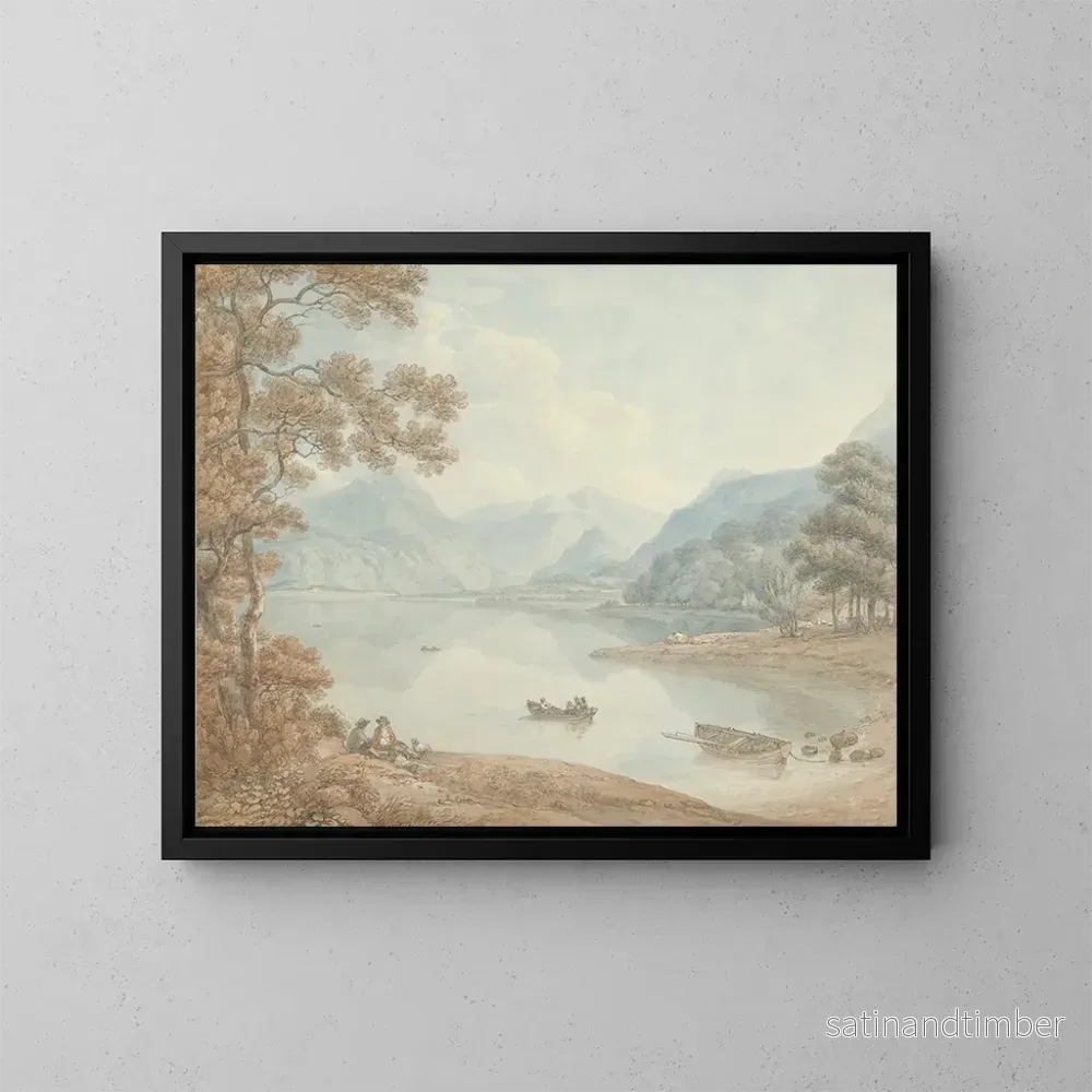 Reproduktion av målningen Vue sur Derwent Water en direction de Borrowdale, Cumberland - Thomas Hearne