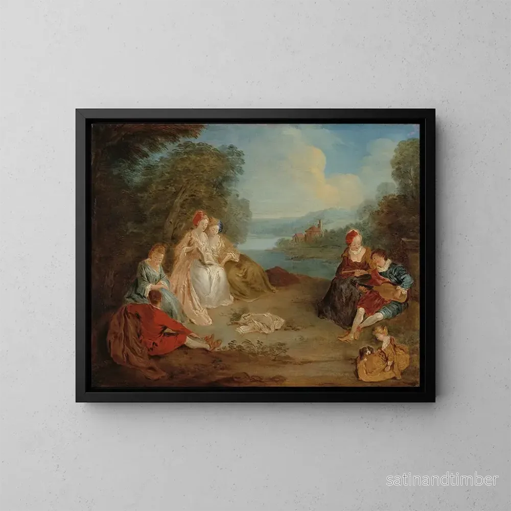 Reproduktion av målningen Le Repos sur la colline - Ecole Française