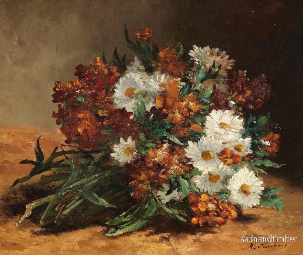 Reproduktion av målningen Bouquet de marguerites et laque dorée - Eugène Henri Cauchois - Bild 2