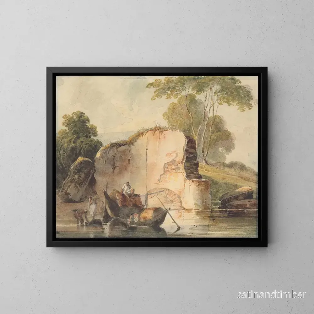 Reproduktion av målningen En flodscen - George Chinnery
