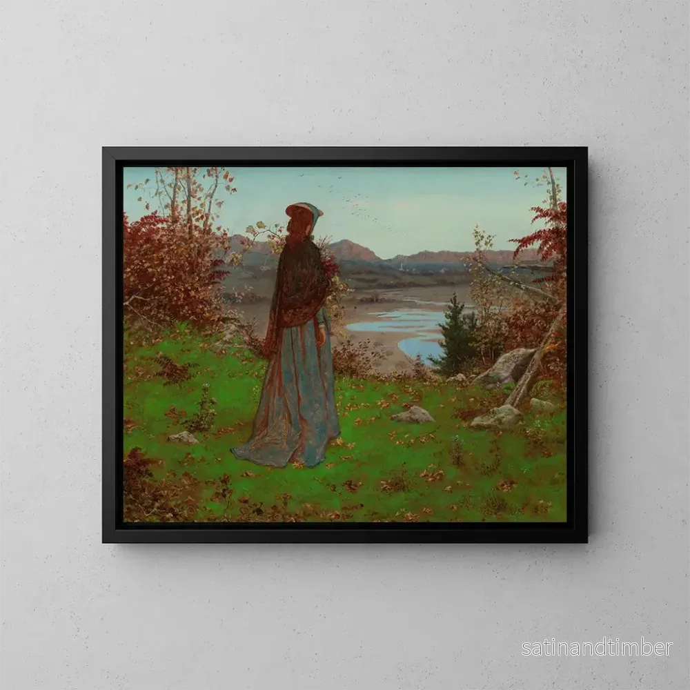Reproduktion av målningen av kvinna i en höstlandskap - William John Hennessy