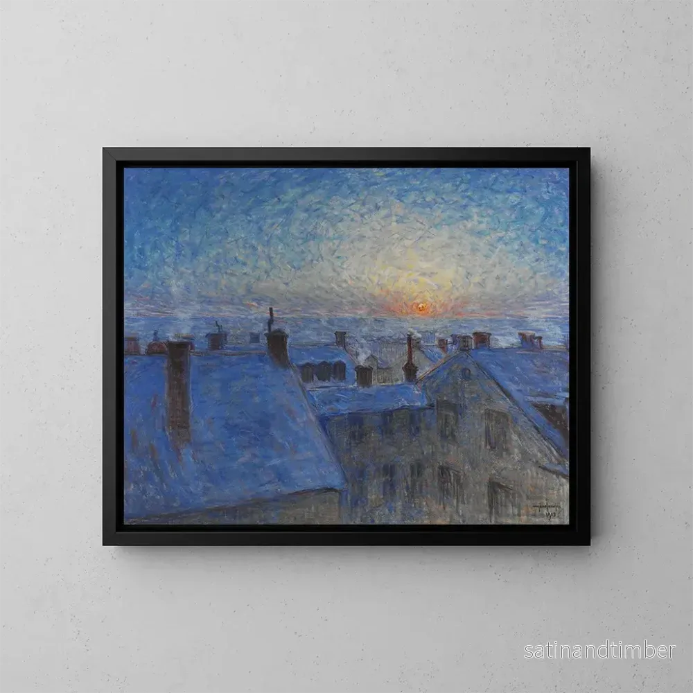Reproduktion av målningen Lever de soleil sur les toits, motif de Stockholm – Eugène Jansson Reproduktion av målningen Lever de soleil sur les toits, motif de Stockholm – Eugène Jansson