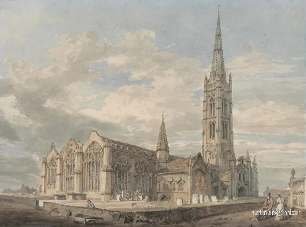 Reproduktion av målningen Vy från nordost om kyrkan i Grantham, Lincolnshire - Joseph Mallord William Turner - Bild 2