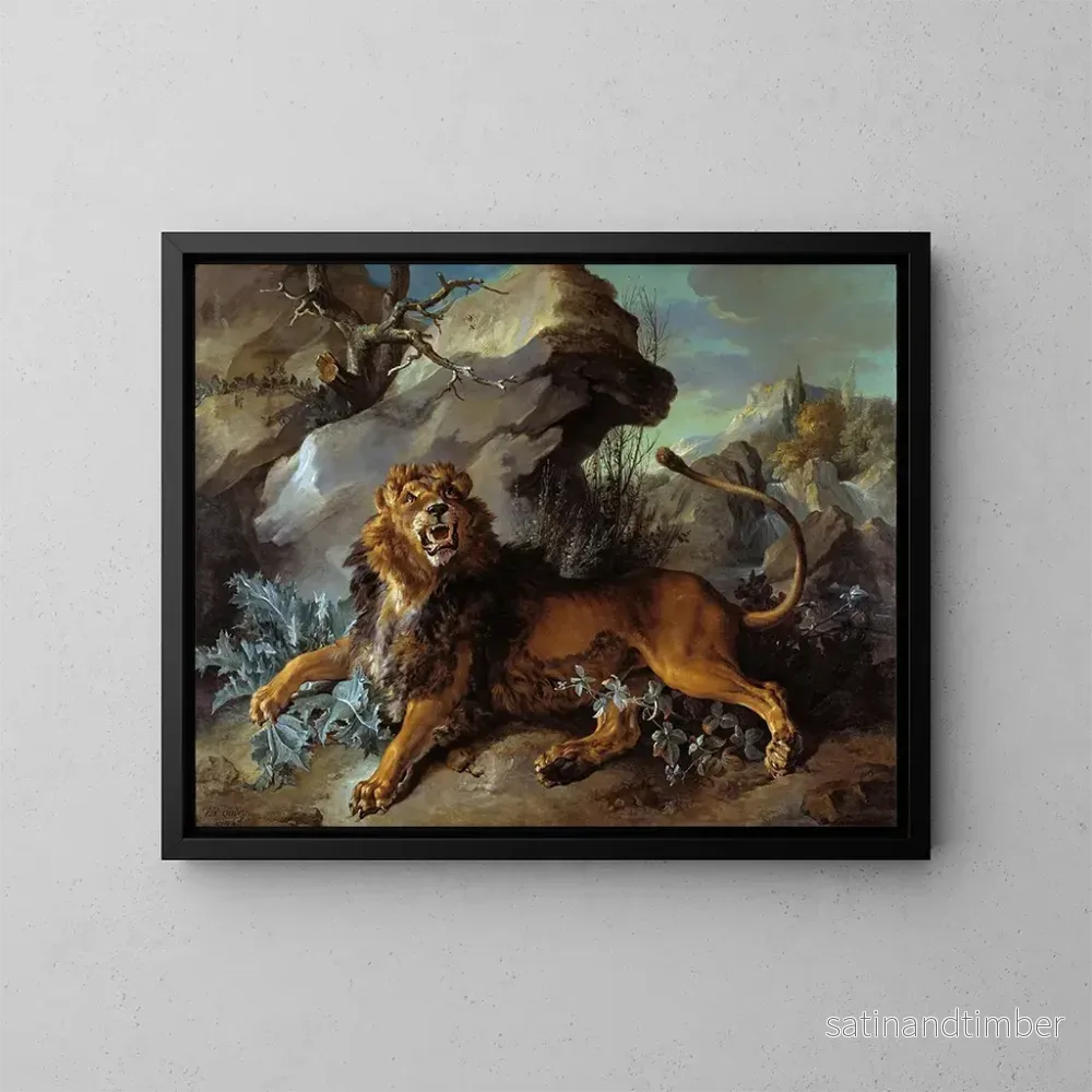 Reproduktion av målningen Le Lion et la Mouche – Jean-Baptiste Oudry Reproduktion av målningen Le Lion et la Mouche – Jean-Baptiste Oudry