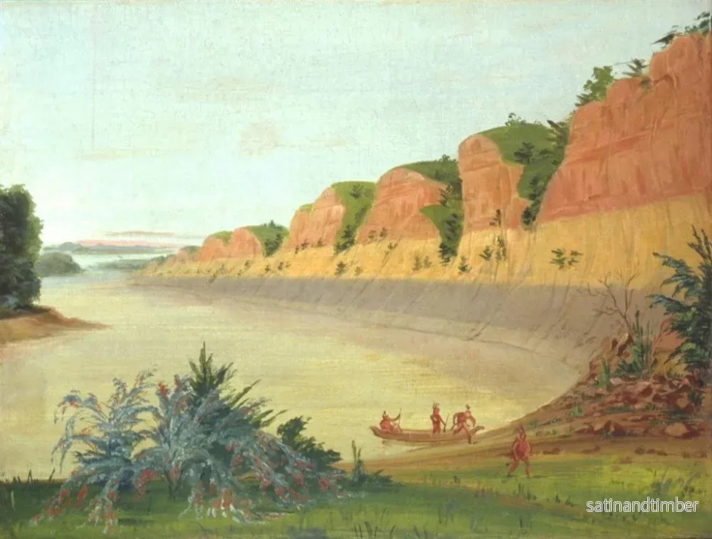 Reproduktion av målningen Côté sud de l'île Buffalo montrant des baies de buffle au premier plan - George Catlin - Bild 2
