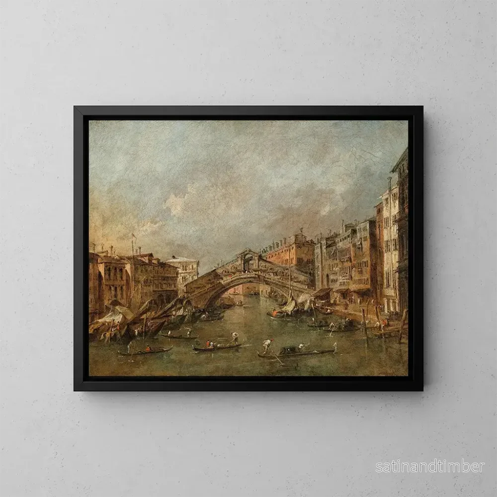 Reproduktion av målningen Le pont du Rialto et la Riva del Vin à Venise – Francesco Guardi Reproduktion av målningen Le pont du Rialto et la Riva del Vin à Venise – Francesco Guardi