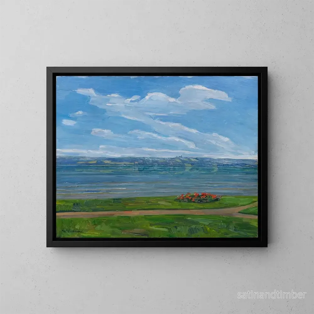 Reproduktion av målningen Point de vue au bord du lac de Starnberg - Wilhelm Trübner