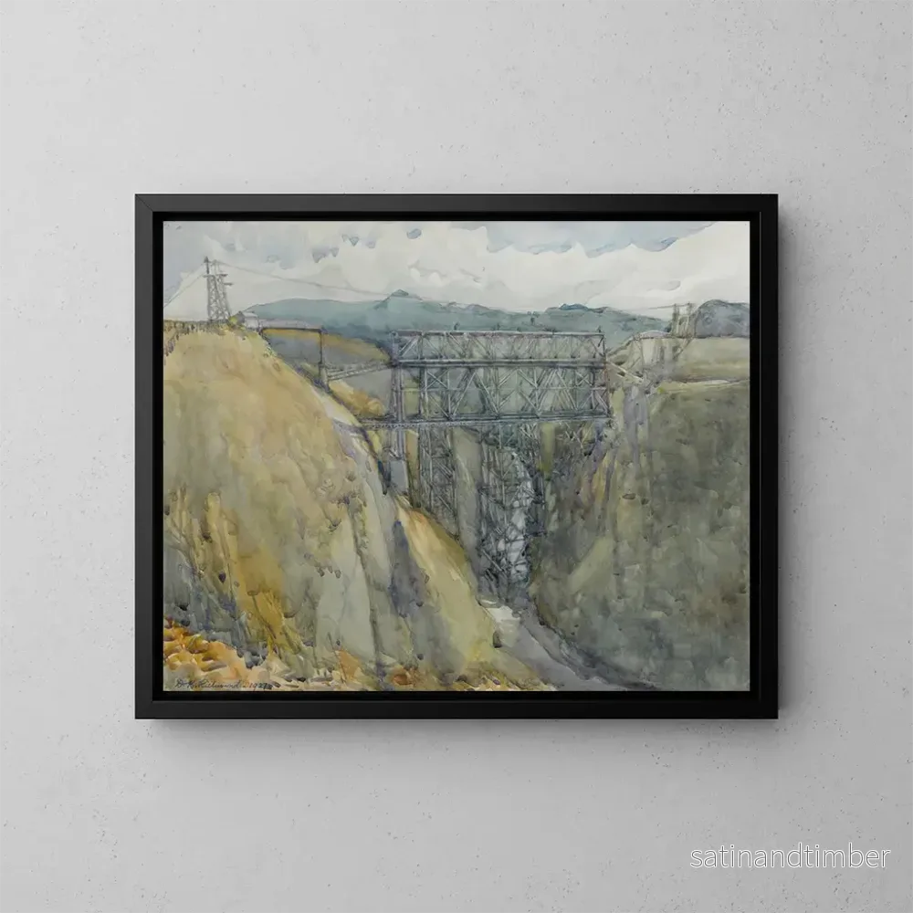 Reproduktion av målningen Le viaduc Waikoau - Dorothy Richmond
