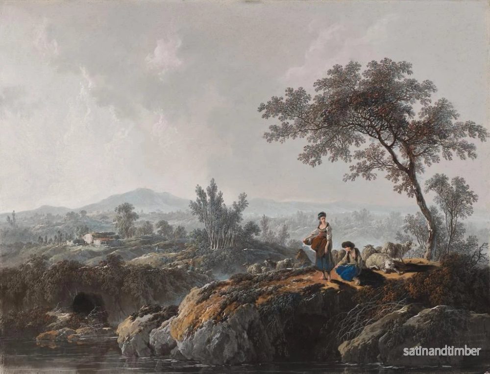 Reproduktion av målningen Bergers dans un paysage - Jean-Baptiste Pillement - Bild 2
