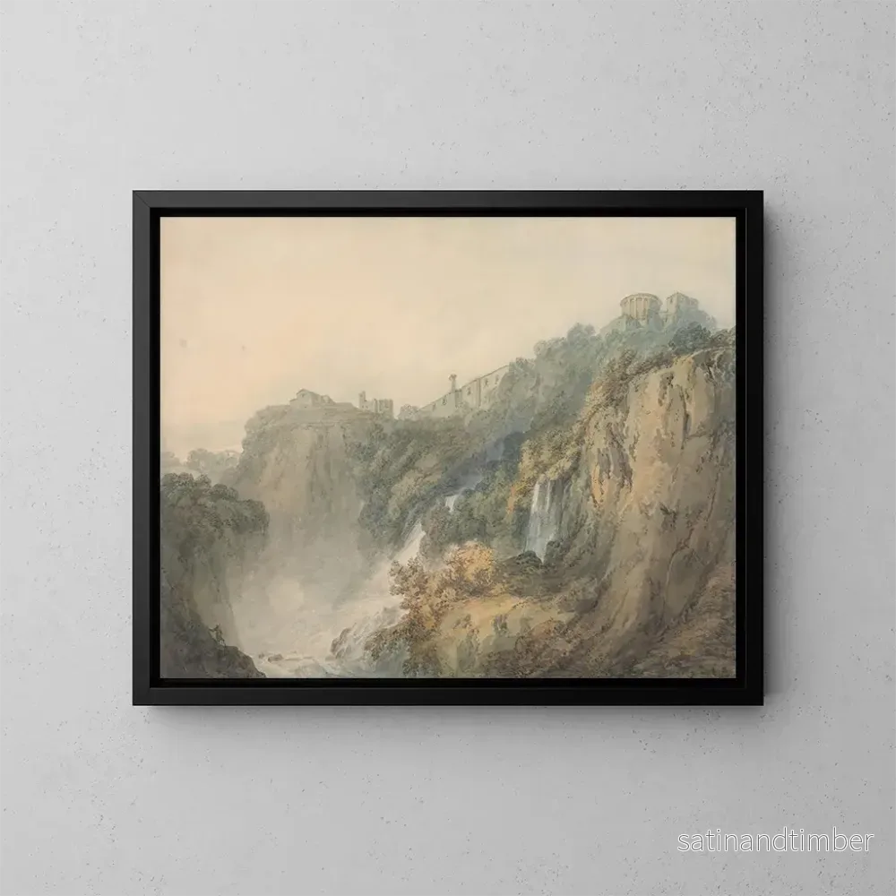 Reproduktion av målningen Tivoli med Sibyllans tempel och vattenfallen – Joseph Mallord William Turner