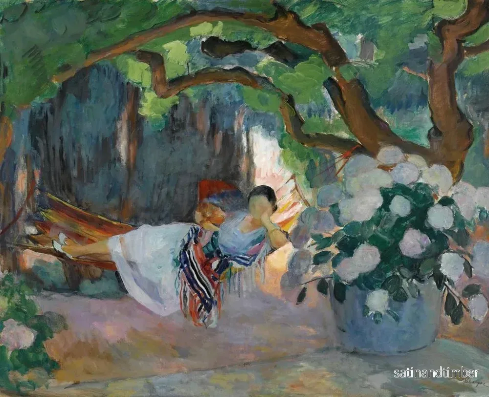 Reproduktion av målningen Ung kvinna i hängmatta - Henri Lebasque - Bild 2