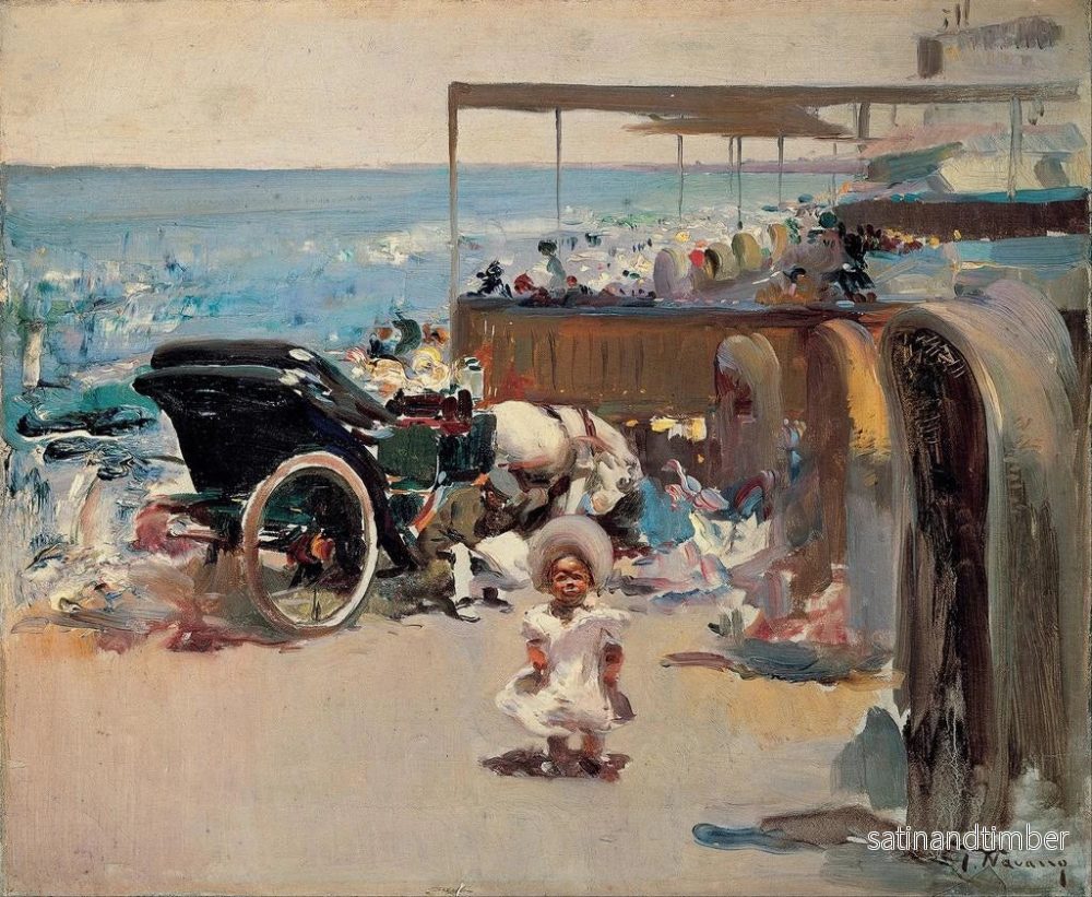 Reproduktion av målningen Carrosse à cheval et enfant sur la plage - José Navarro y Llorens - Bild 2
