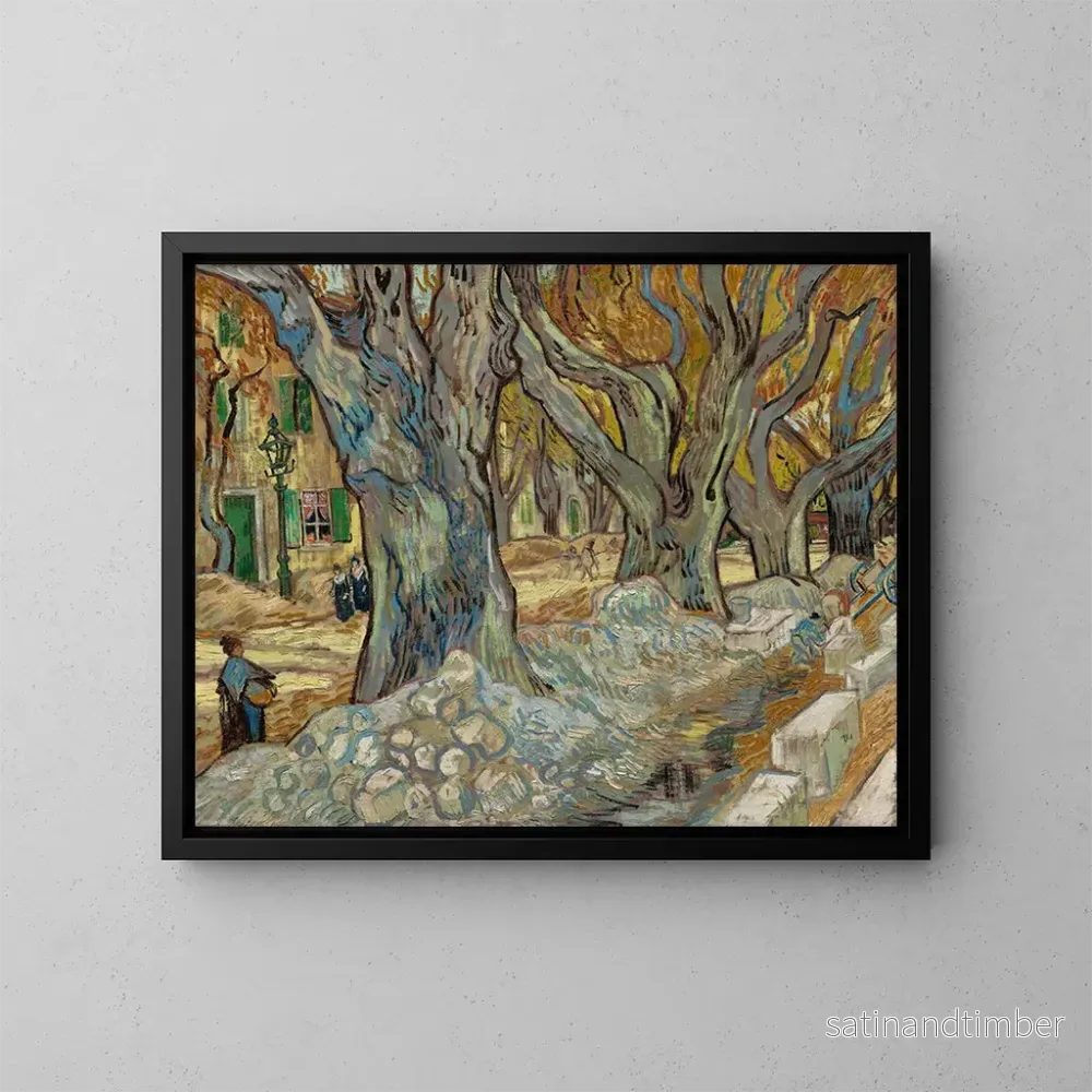 Reproduktion av målningen Les grands platanes, les réparateurs de routes à Saint-Rémy - Vincent van Gogh
