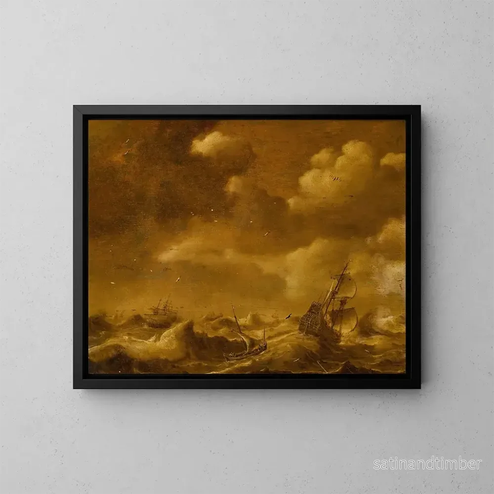 Reproduktion av målningen Navigering i en storm - Hendrick van Anthonissen